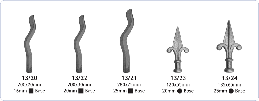 railheads and finials decorative ornamental ironwork