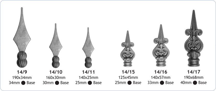 railheads and finials decorative ornamental ironwork