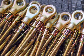 yellow zinc plated custom long shank eyebolts