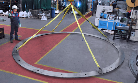 large fabricated ring template for foundation bolting layout