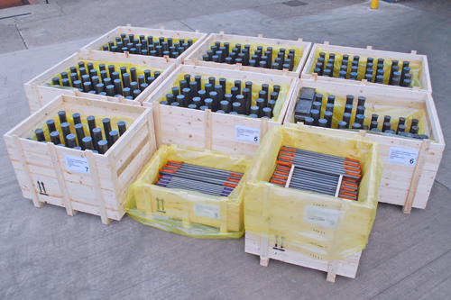 foundation tubes and bolts suitably packed for export