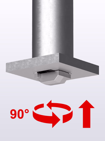 hammerhead t bolt interlocked with foundation tube assembly