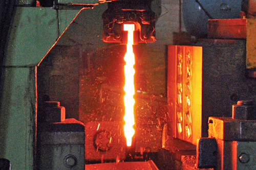 horizontal counterblow forging close up