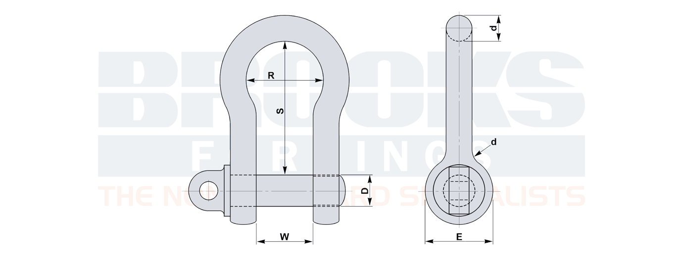 large bow shackles to BS3032 diagram drawing