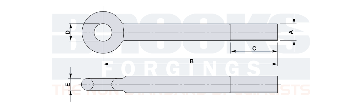 sling rod eyebolts with integral forged eye diagram drawing