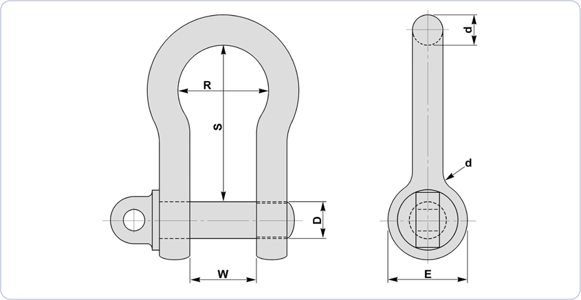 large bow shackles to BS3032 diagram drawing