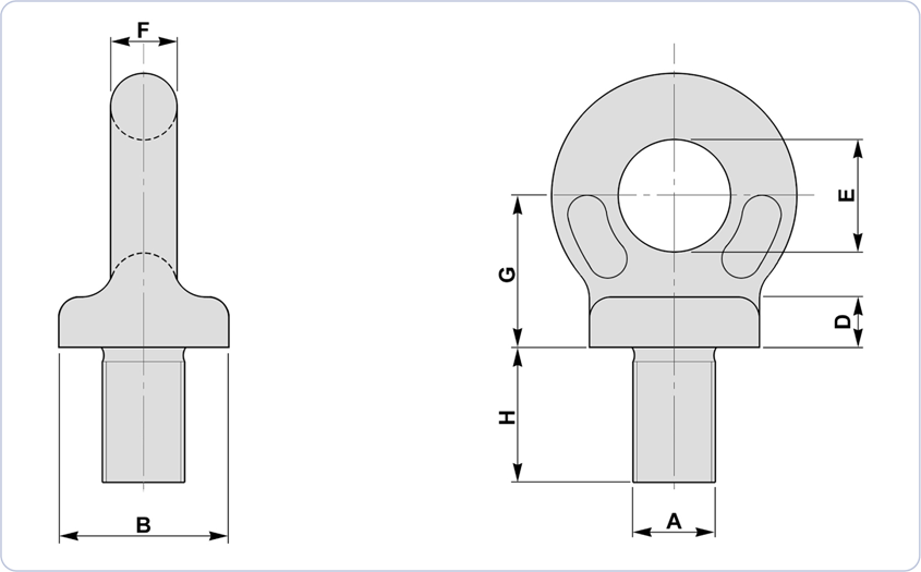 collared eyebolts to BS4278 metric diagram drawing