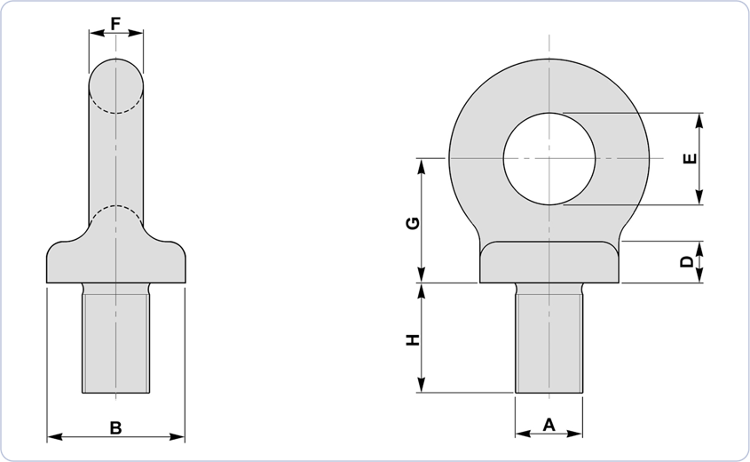 collared eyebolts imperial to BS529 diagram drawing