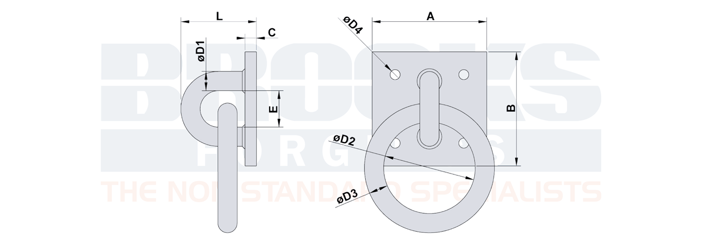 mooring rings type 1 ring on plate design diagram