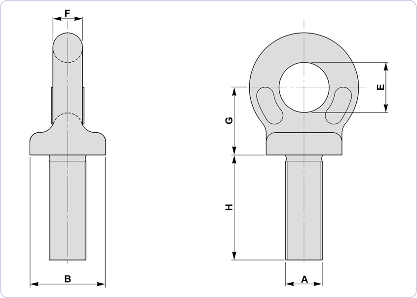 long shank collared eyebolts metric diagram drawing