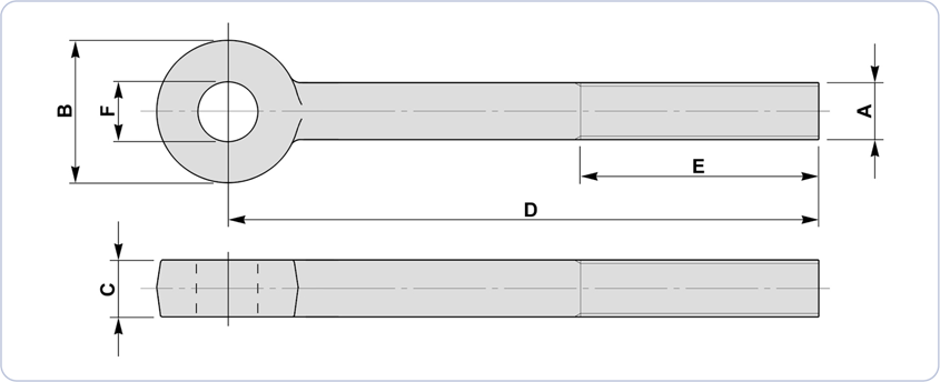 palm eyebolts with straight sides diagram drawing