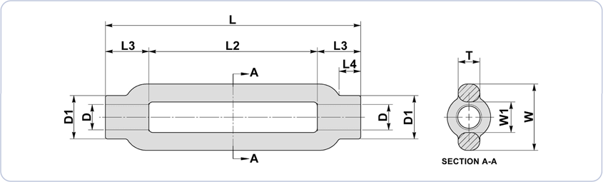 round turnbuckle open body diagram drawing