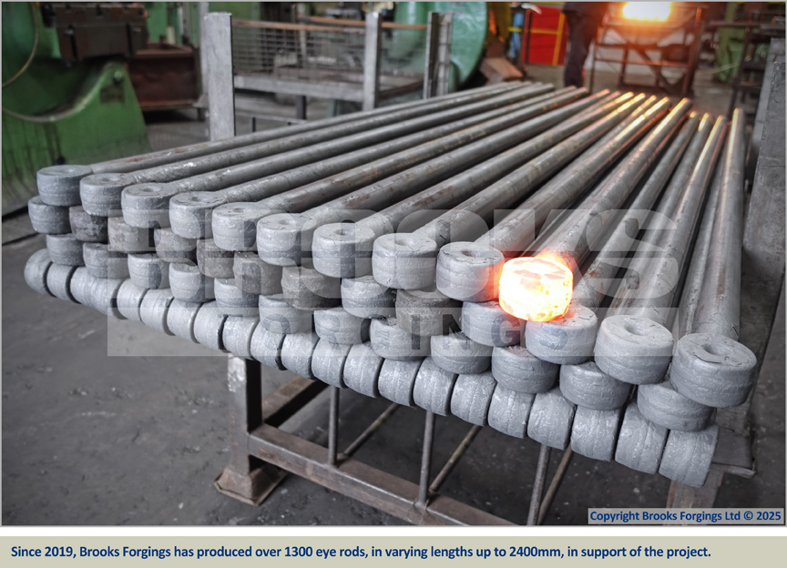 Bespoke forged tensioning eye rods were produced in M36, from S355 material in varying lengths up to 2400mm.
