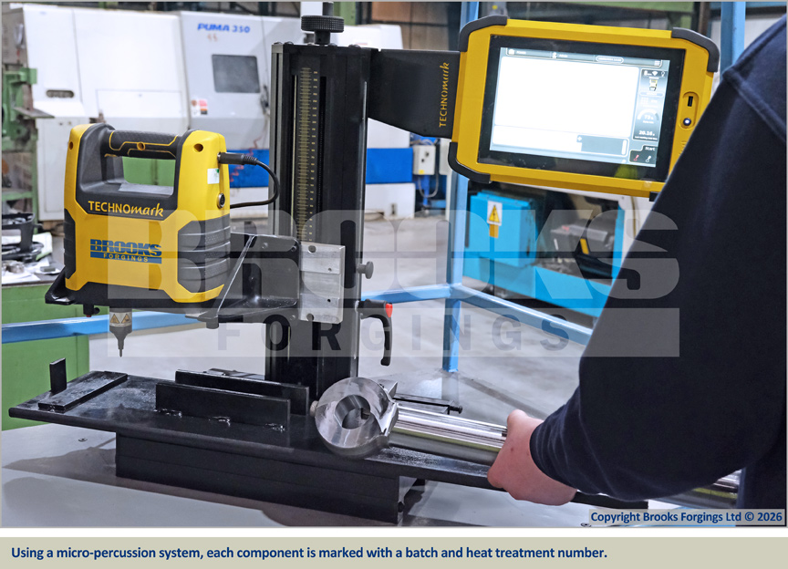 Using a micro-percussion system, each component is marked with a batch and heat treatment number