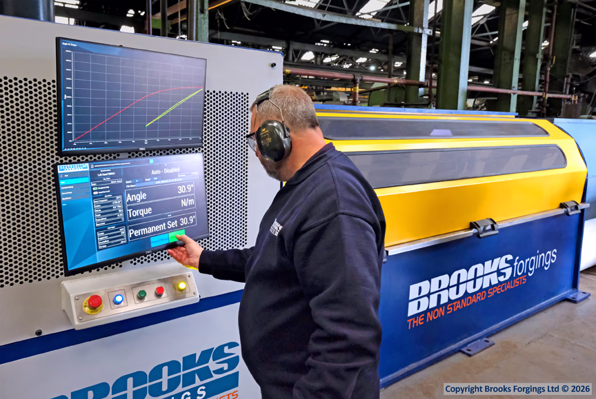 The new state-of-the-art 75,000Nm torsion testing and pre-setting machine at Brooks Forgings Ltd