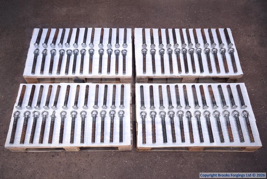 Brooks Forgings hot-upset forged, machined, and supplied 520 ground anchor sockets for the Bilston Market Restoration Project.