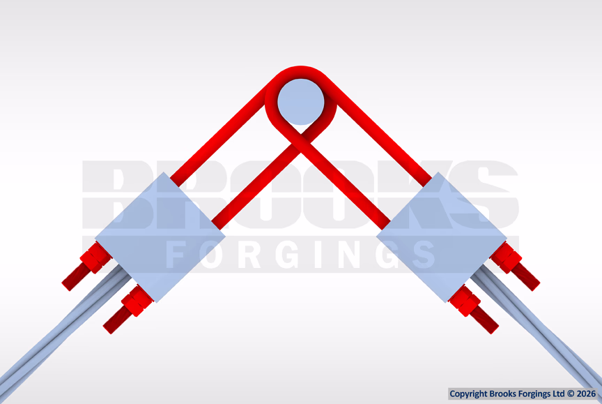 3D render showing the tension system configuration at each fixing point along the boom