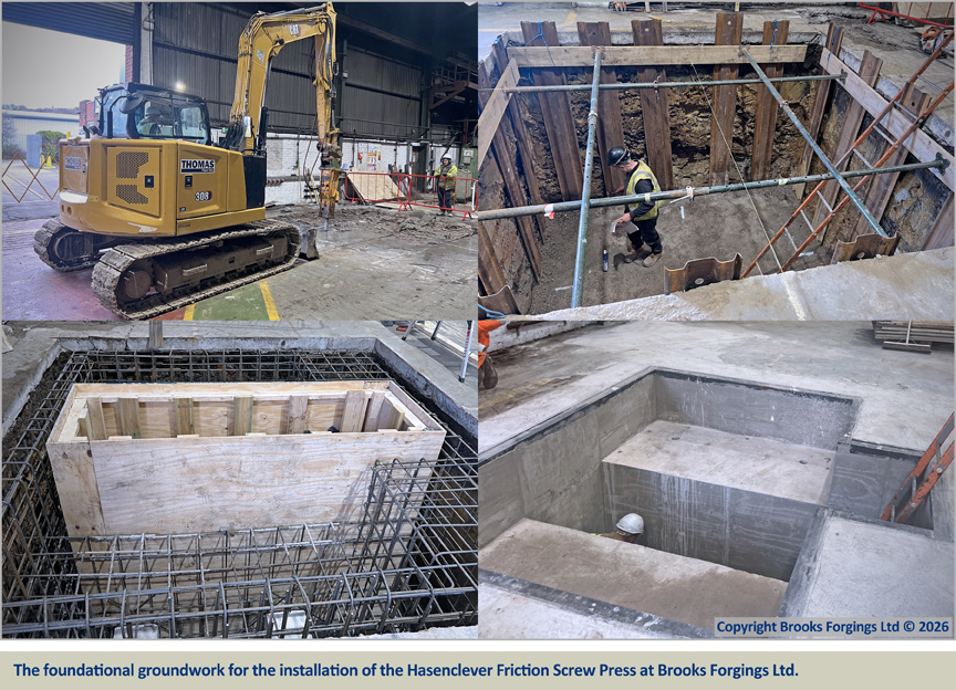 The foundational groundwork for the installation of the Hasenclever Friction Screw Press at Brooks Forgings Ltd