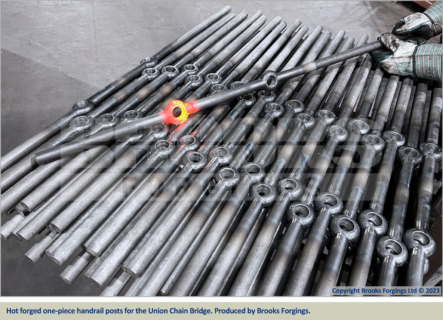 forged forgings replacement handrail components for the union chain bridge restoration northumberland