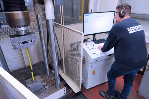 shear stud in-house testing at Brooks Forgings Linkstud PSR