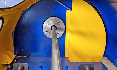 inside the torsion testing machine at brooks forgings during 90 degree twist and hold