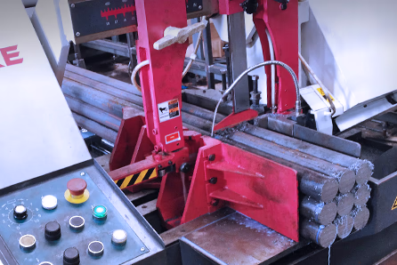 raw material sawing and preparation for torsion bar production at Brooks Forgings