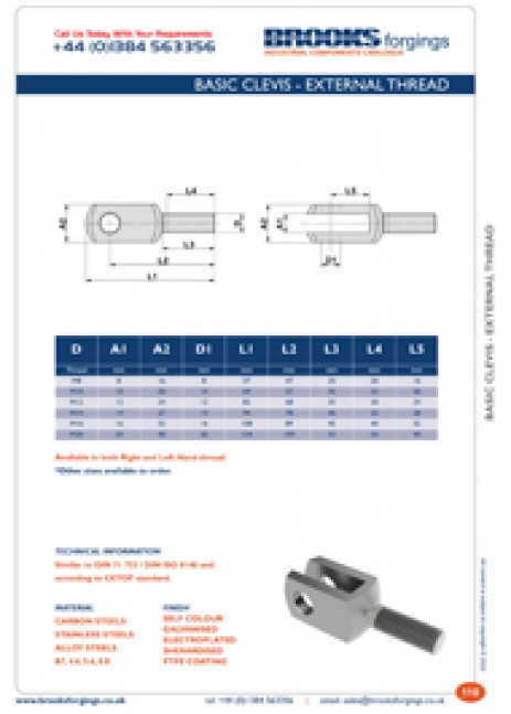 Clevis Fork End with External Thread - Basic
