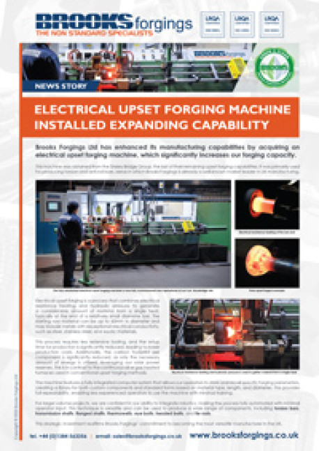 Electrical Upset Forging Machine Installed Further Increasing Our Manufacturing Capability