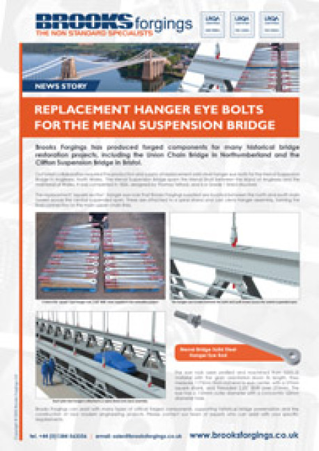 Replacement Hanger Eye Bolts For The Menai Suspension Bridge Refurbishment Project