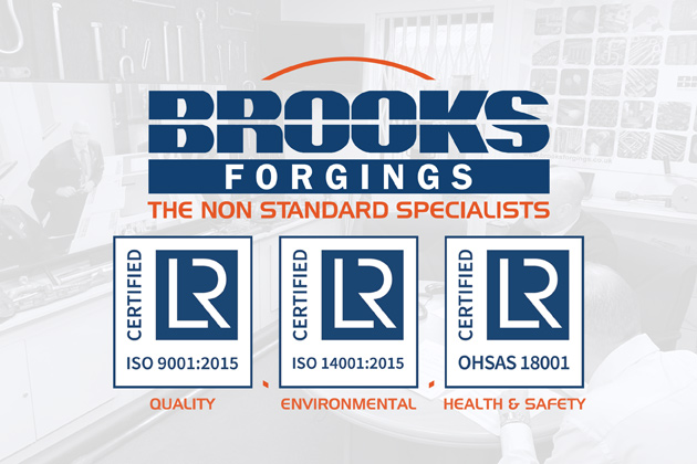 Brooks Forgings Certified for ISO 9001, ISO 14001 and OHSAS 18001 with Lloyd's Register